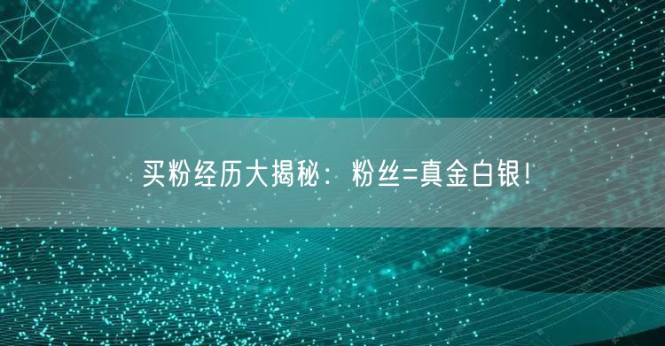买粉经历大揭秘：粉丝=真金白银！