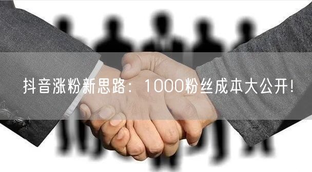 抖音涨粉新思路：1000粉丝成本大公开！