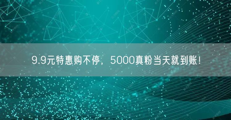 9.9元特惠购不停，5000真粉当天就到账！