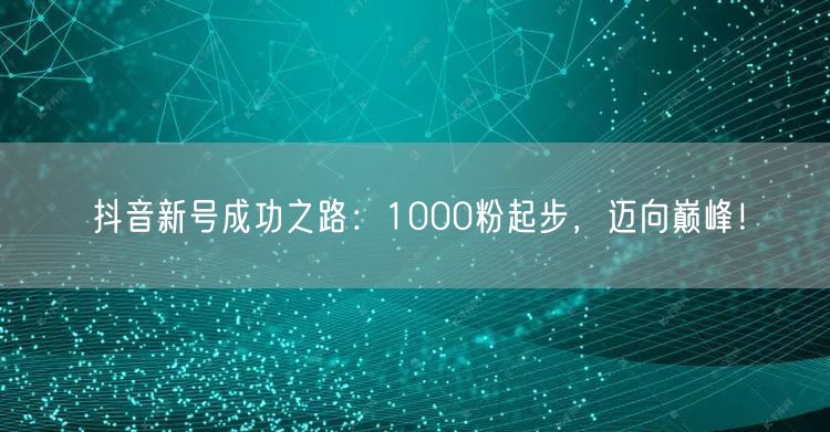 抖音新号成功之路：1000粉起步，迈向巅峰！