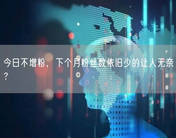 今日不增粉，下个月粉丝数依旧少的让人无奈？