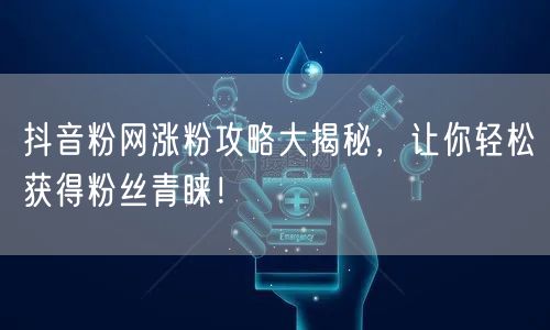 抖音粉网涨粉攻略大揭秘，让你轻松获得粉丝青睐！
