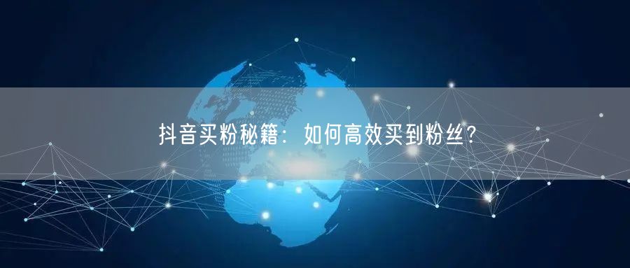 抖音买粉秘籍：如何高效买到粉丝？