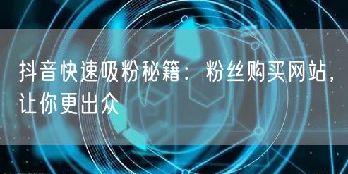抖音快速吸粉秘籍：粉丝购买网站，让你更出众